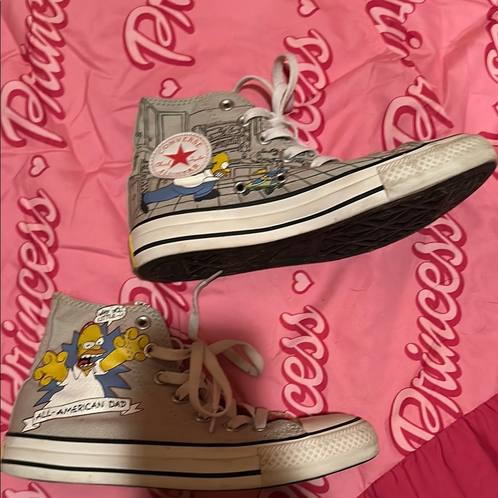 Rare Simpsons all American dad Anniversary Converse Gray High-Top Sneakers